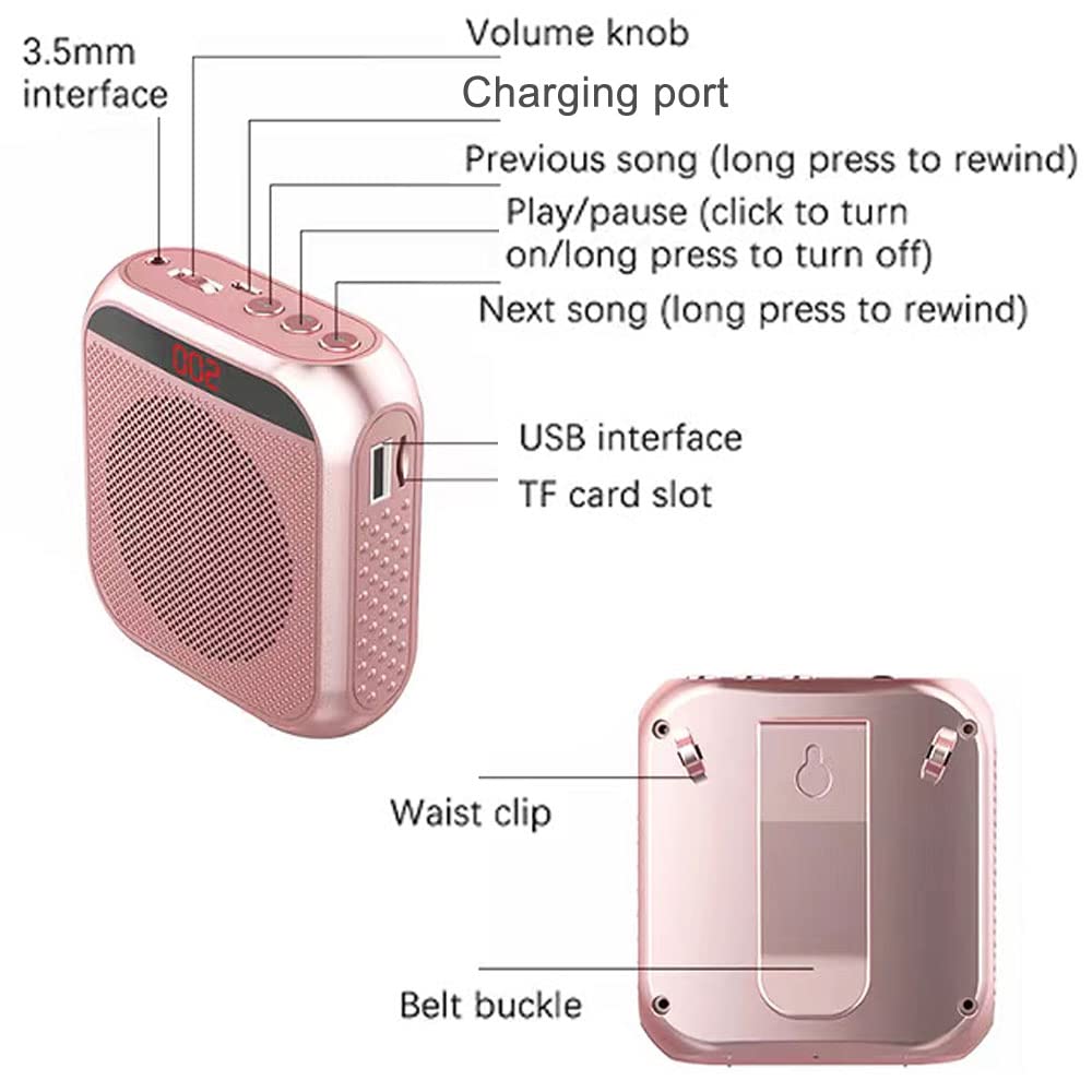 Portable Voice Amplifier For Teachers, 2200Mah Rechargeable Personal Amplifier Mic Pa System Headset Microphone With Speaker For